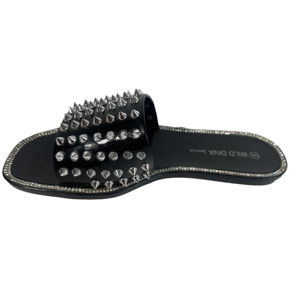 Wild Diva Womens Open Toe Jelly Sandal Jacelyn-03 Black With Spikes US Size 6 - Picture 5 of 7